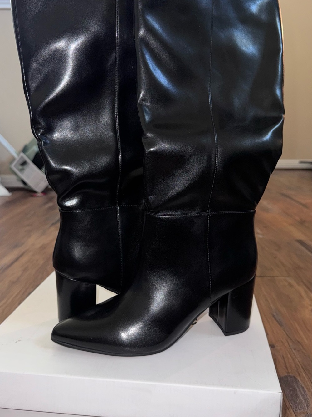 Sleek Black Mid-Calf Boots with Block Heel